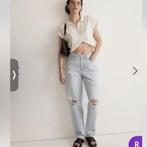 Madewell Petite Slouchy Boyjean Ripped Edition: Wrightlane Wash 24P